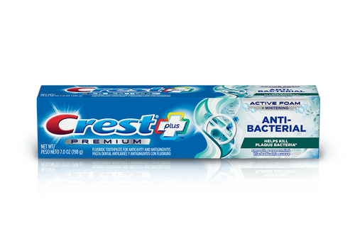 Crest Premium Plus Anti-Bacterial Toothpaste, Teeth Whitening, Smooth Peppermint Flavor