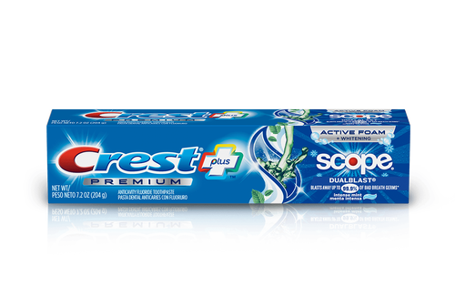 Crest Premium Plus Scope Dual Blast Toothpaste, Teeth Whitening, Intense Mint Flavor