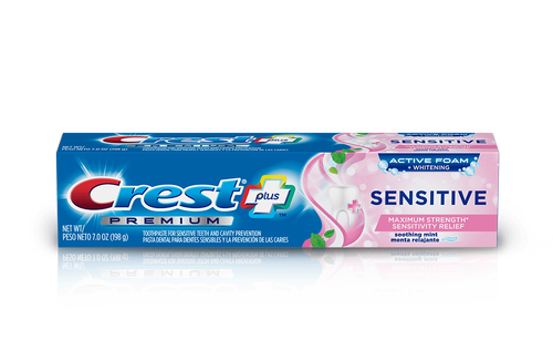 Crest Premium Plus Sensitive Toothpaste, Teeth Whitening, Soothing Mint Flavor